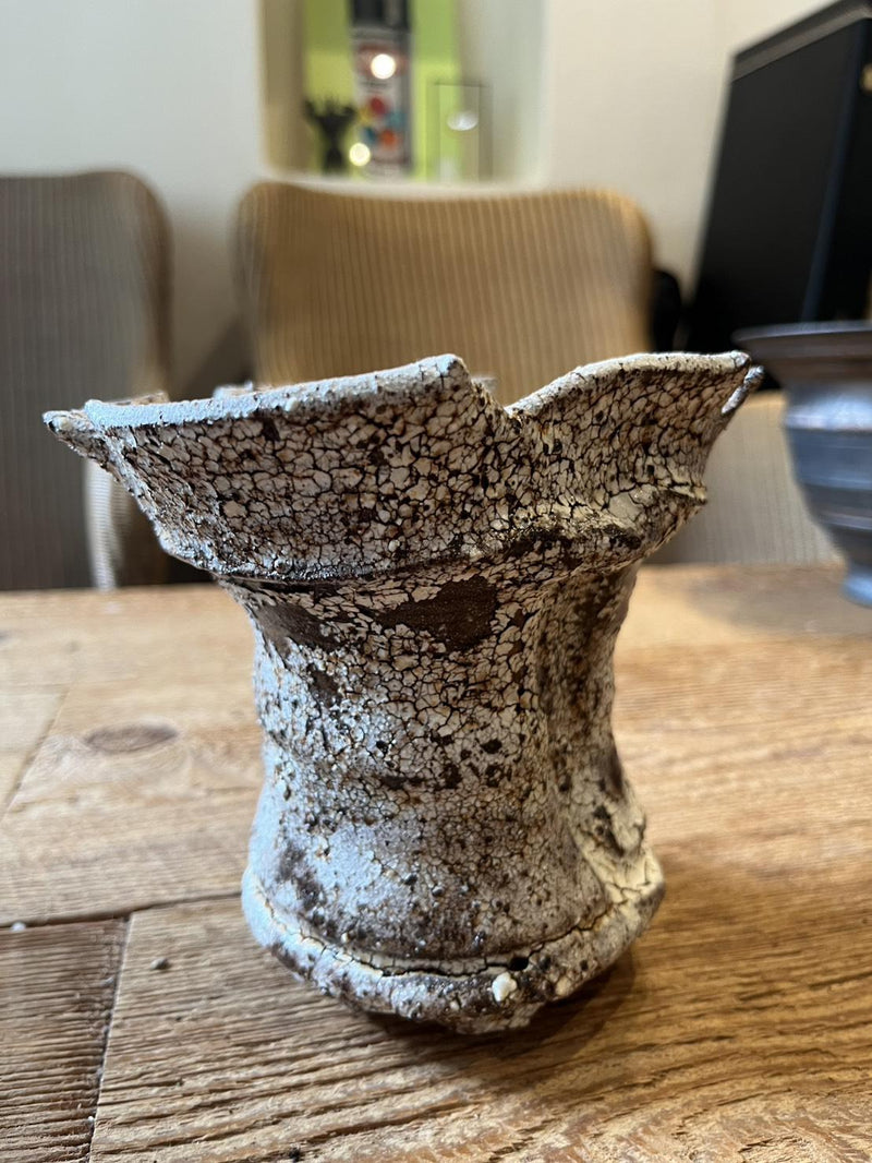 plant pot_047 粉引 クラック 筒鉢